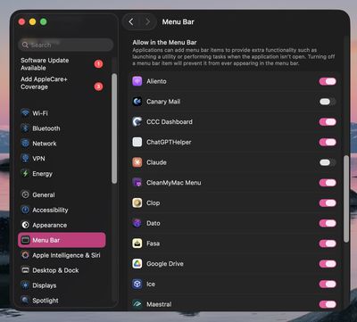 allow menu bar tahoe