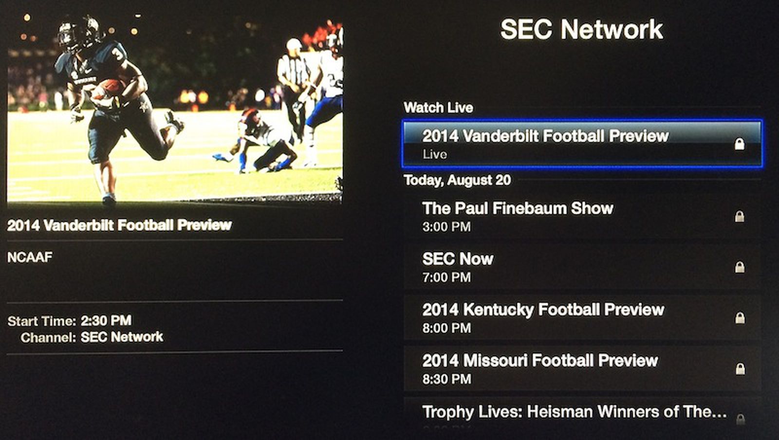 SEC and Longhorn Networks Added to 'WatchESPN' Apple TV Channel MacRumors