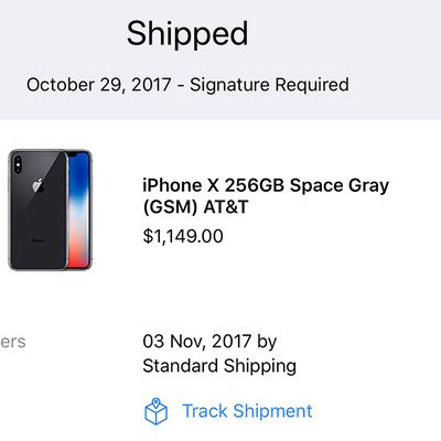 shipped iphone x