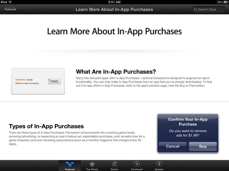 Apple Adds 'Learn More About InApp Purchases' Feature to iPad App