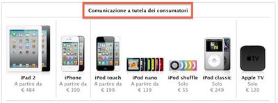 italian apple store applecare notice