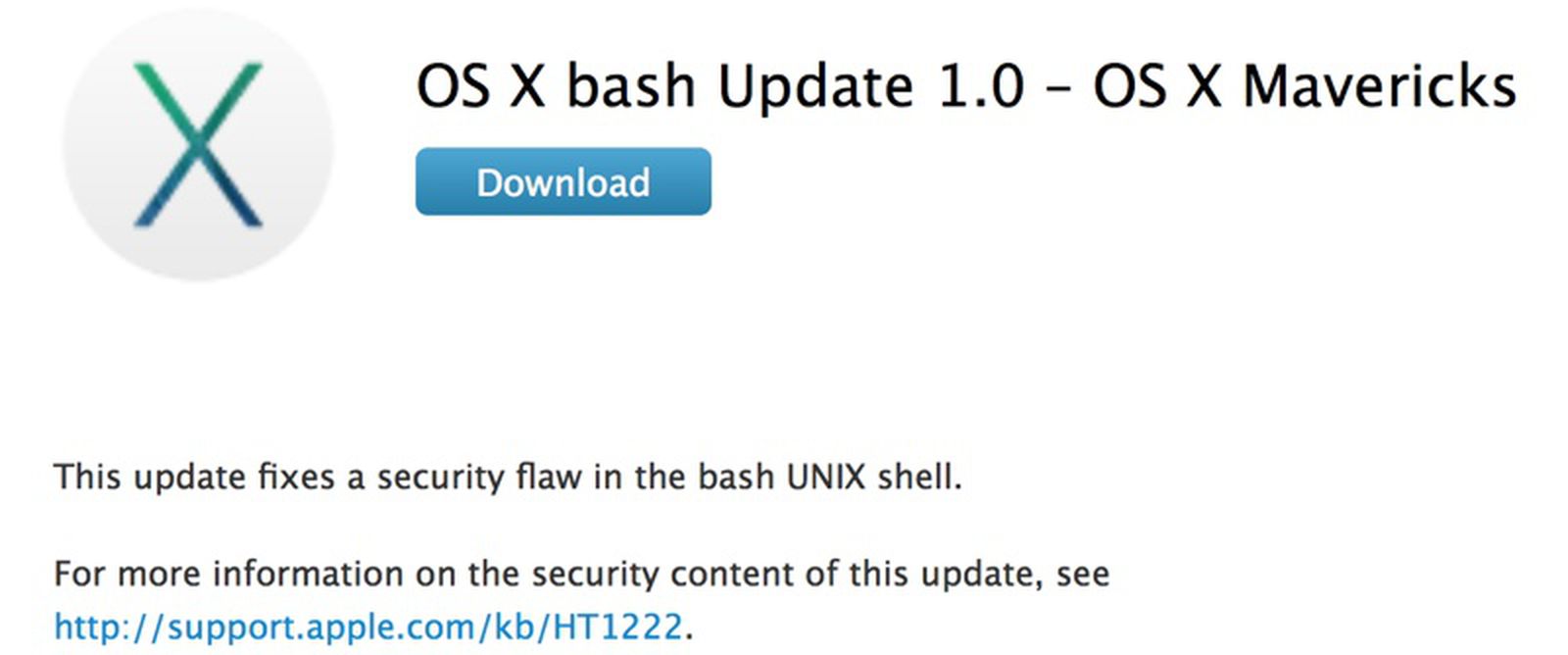 Apple Releases Os X Bash Update To Fix Shellshock Security Flaw In Mavericks Mountain Lion And Lion Macrumors