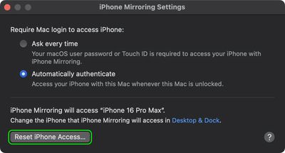 iphone mirroring reset settings