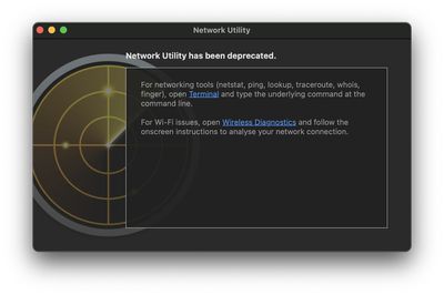 network utility macos big sur