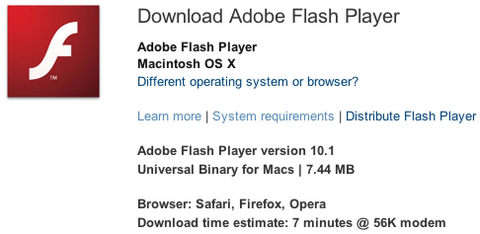adobe flash player updates available for os x