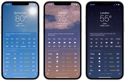 ios 15 fonds d'écran de l'application météo