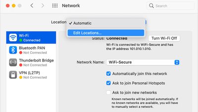 macos ventura network locations