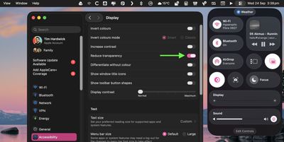 macos reduce transparency