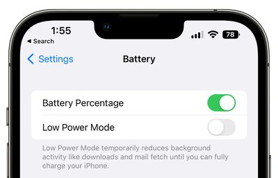 Ποσοστό μπαταρίας iOS 16