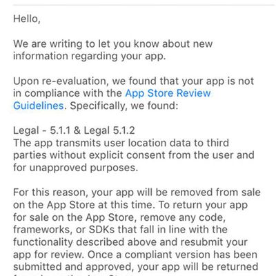app location sharing crackdown email