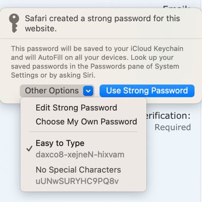 safari edit strong password