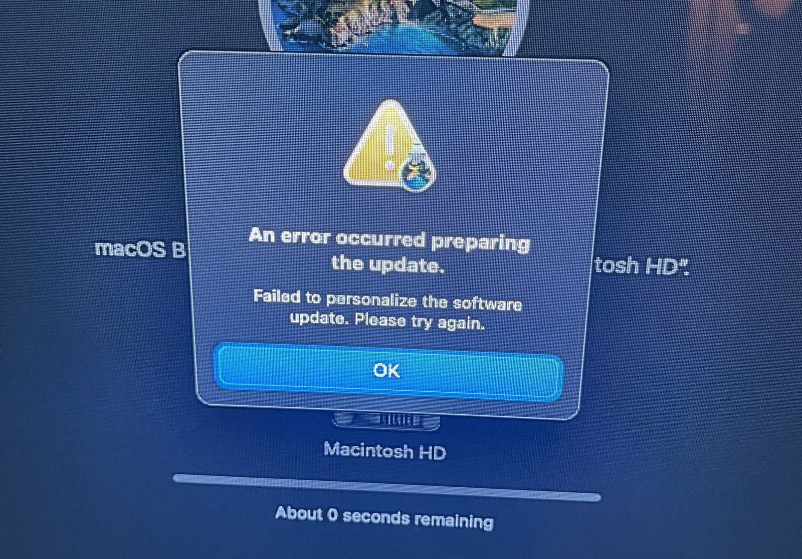 macbook software update failed