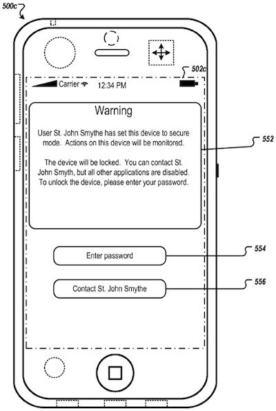 find my iphone patent unauthorized