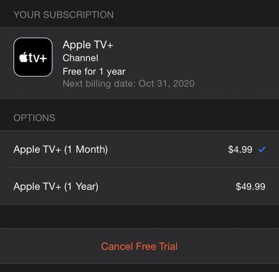 apple tv plus 1 year sub