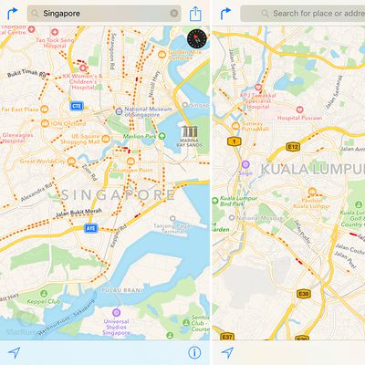 apple maps traffic singapore malaysia