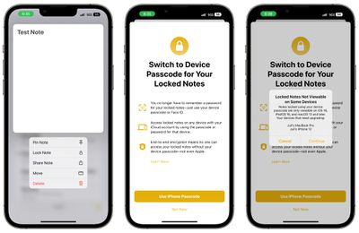 ios 16 passcode locked notes