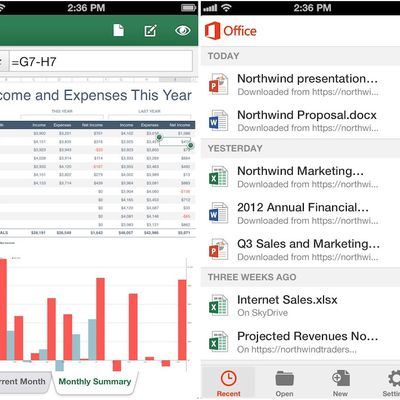 office mobile iphone screenshots