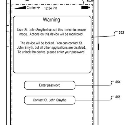 find my iphone patent unauthorized