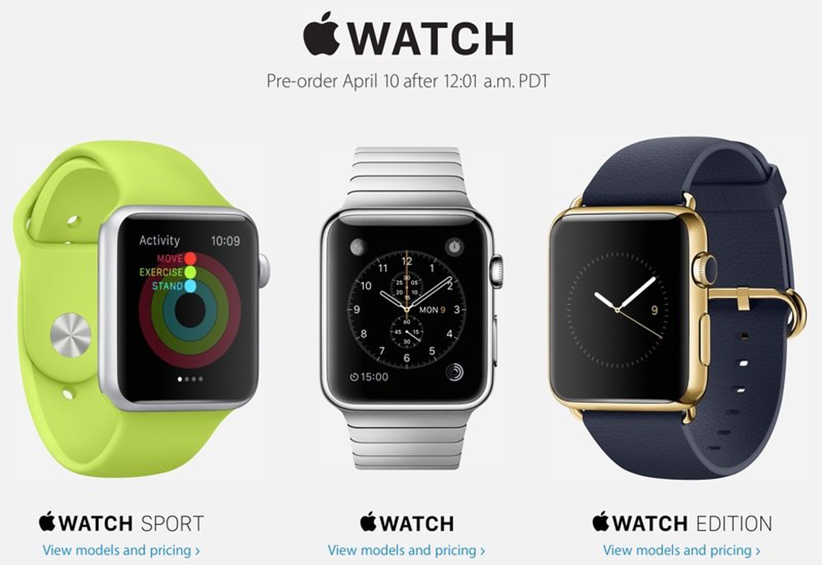 Apple Announces Apple Watch PreOrders Will Kick Off at 1201 AM PT on