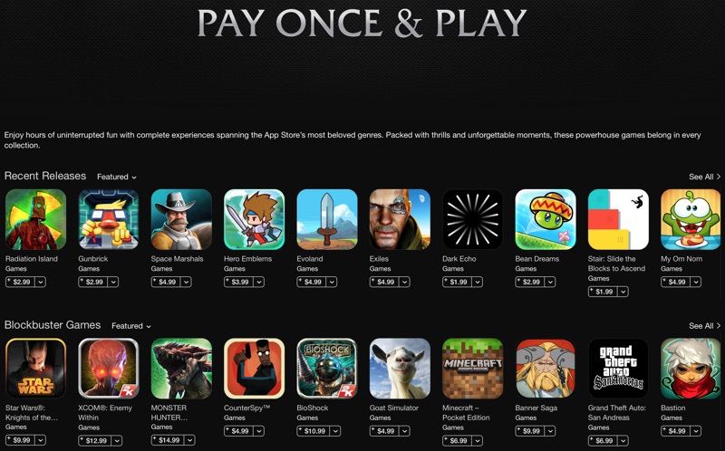 Apple Promotes Games Without In App Purchases In App Store Macrumors