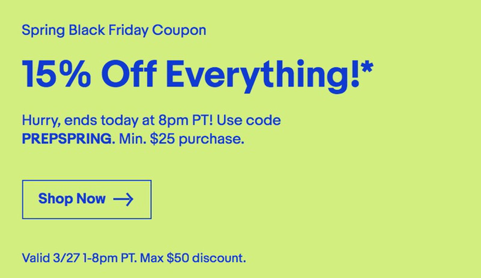 eBay Shares Another Spring Savings Coupon With 15 Off Almost