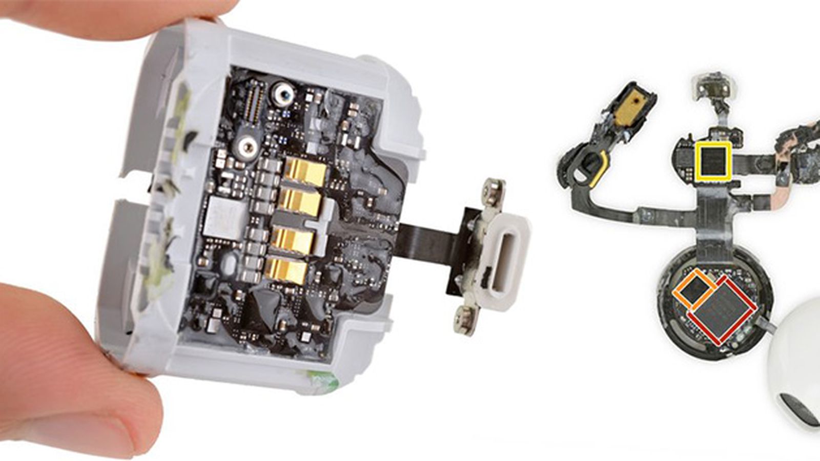 Airpods 2 Teardown H1 Chip With Bluetooth 5 0 Same Batteries And Water Repellent Coating On Charging Case Board Macrumors