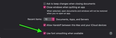 font smoothing catalina