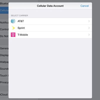 apple sim selection ipad