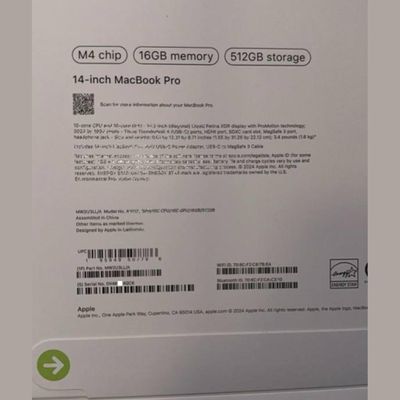 Alleged 14 inch MacBook Pro M4 Packaging