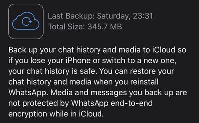 whatsapp chat history icloud backup