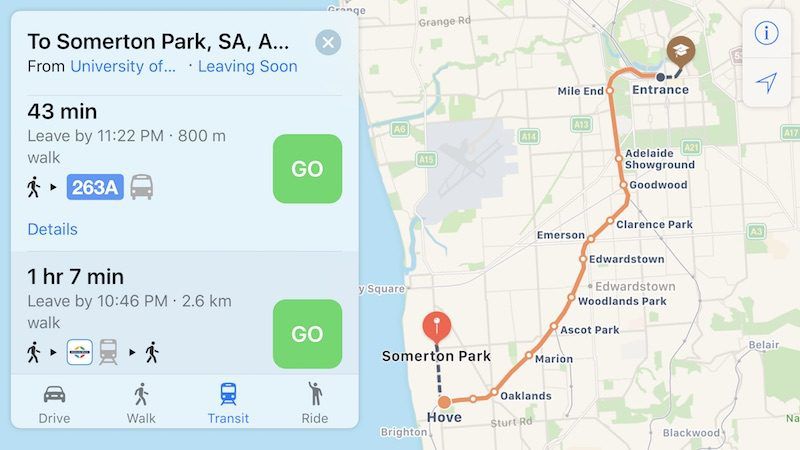 Apple Maps Transit Directions Now Available in Adelaide, Australia ...