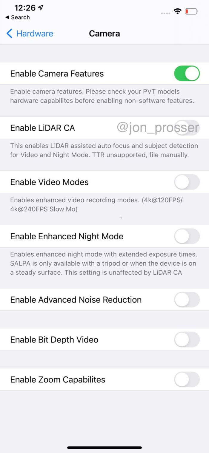 Alleged Screenshots From iPhone 12 Pro Max Settings Suggest 120Hz