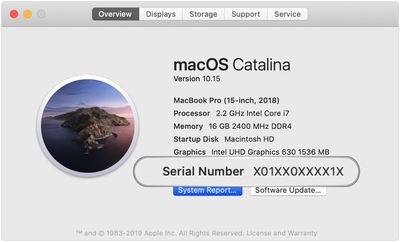 macos catalina serial number