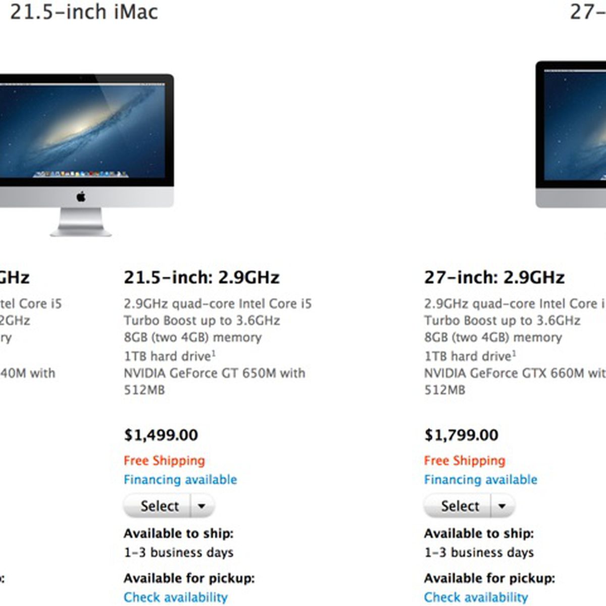 Shipping Estimates for 21.5-Inch and 27-Inch iMac Drop to 1-3 Days