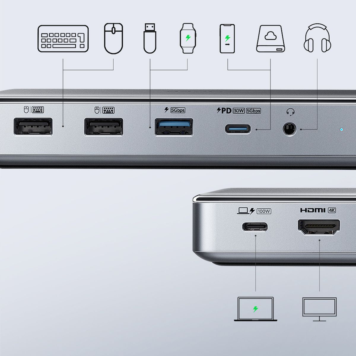 Anker 575 USB-C Hub (12-in-1, Dual HDMI, DP), Triple Display Docking  Station, 10 Gbps USB-C and USB-A Data Ports, 4K HDMI and DisplayPort, Max  100W