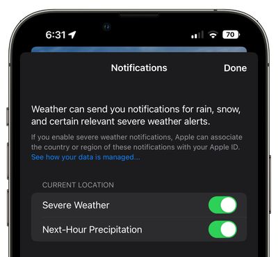 iOS 16 Wetter App Unwetter