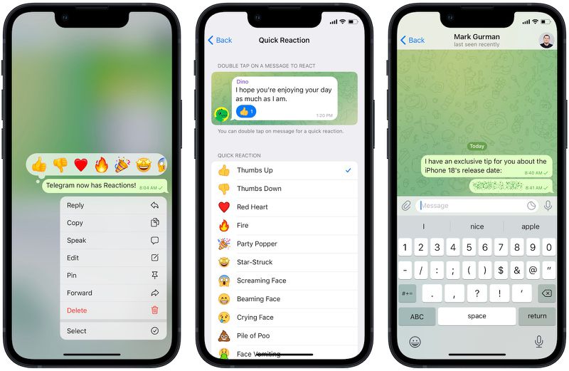 Telegram Updated With Message Reactions and Several Other Features