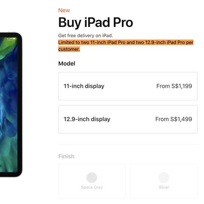 2020 ipad pro singapore limit