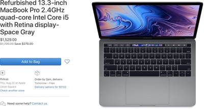 Apple S Refurbished Store Now Offering 19 13 And 15 Inch Macbook Pro Models Macrumors