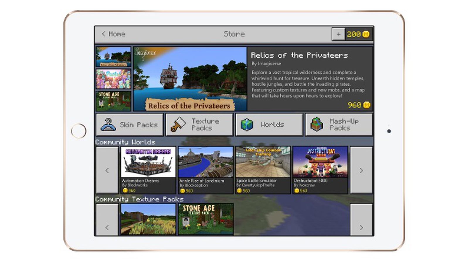 Minecraft Pocket Edition for iOS uses the old world generator