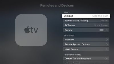 apple tv remote settings