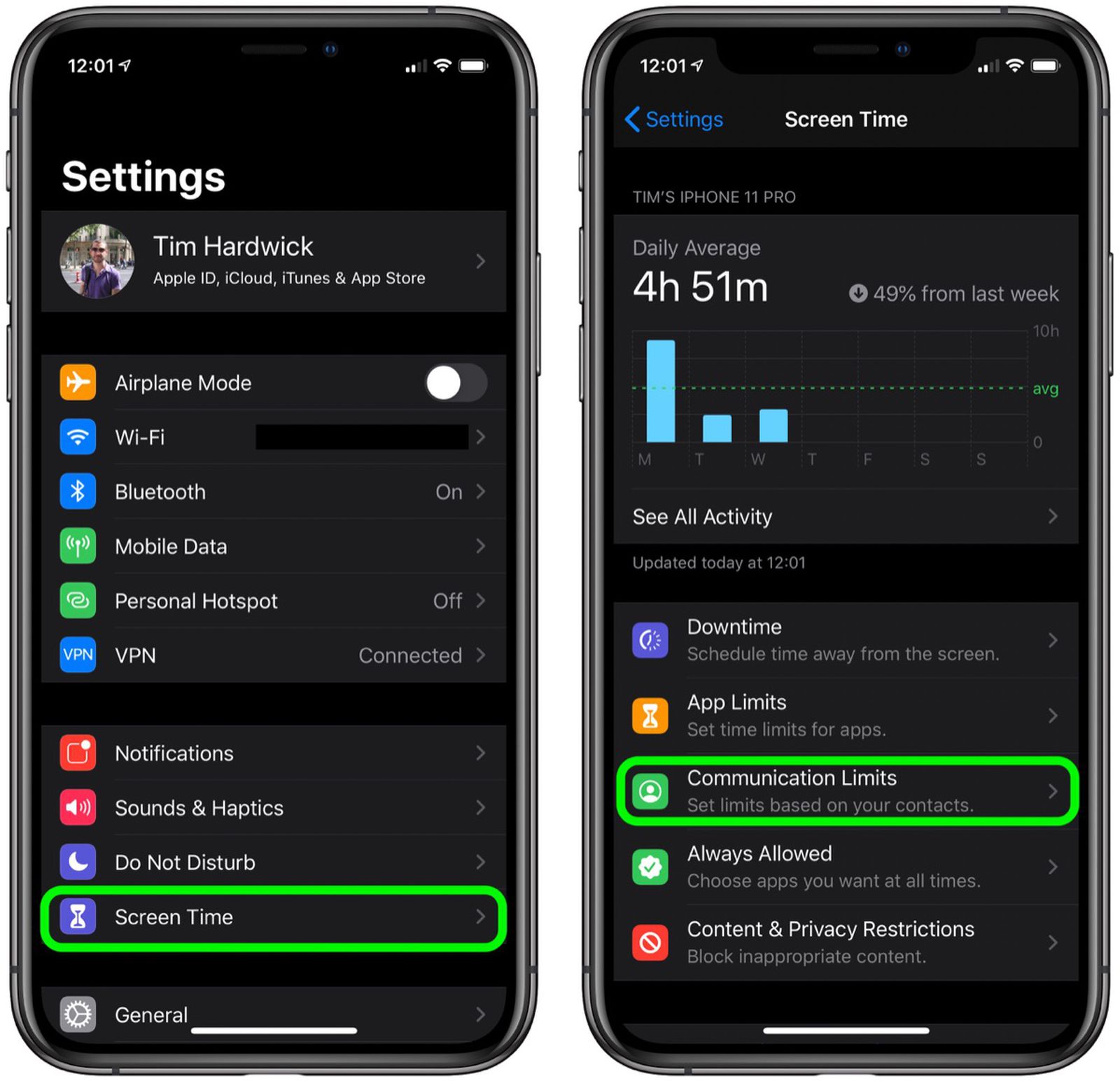 can you check total screen time on iphone