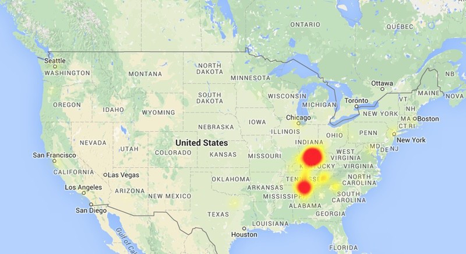 Cellular Service Outage Affecting Users in Southeastern United States