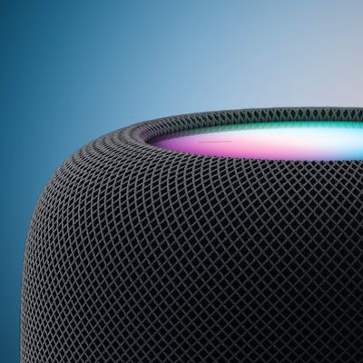 HomePod 2 Midnight Closeup Feature Blue Orange