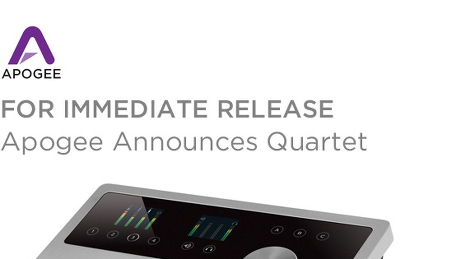 Apogee Preparing to Launch 'Quartet' Portable Audio Interface for