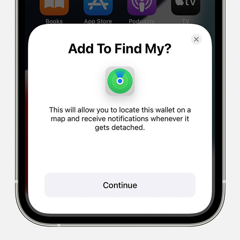 how to add iphone wallet to find my