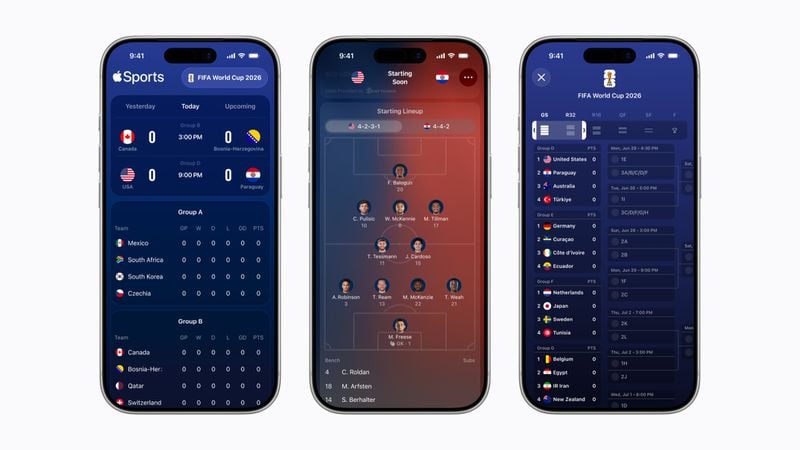 Η εφαρμογή Apple Sports αναβαθμίστηκε με λειτουργίες του Παγκοσμίου Κυπέλλου 2026 και επεκτείνεται σε 90 ακόμη χώρες Η εφαρμογή Apple Sports αναβαθμίστηκε με λειτουργίες του Παγκοσμίου Κυπέλλου 2026 και επεκτείνεται σε 90 ακόμη χώρες