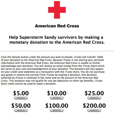 superstorm sandy itunes donations