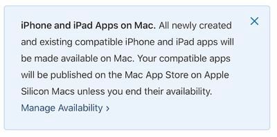 iphone and ipad apps on mac notice