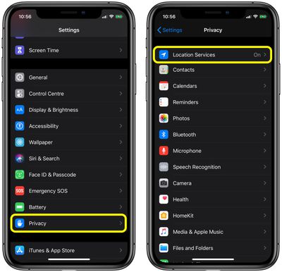 how to set location service ios 13 1